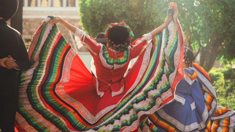 Closeup of traditional dancers in Guadalajara