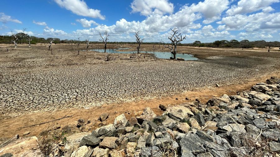 empty water body in drought
